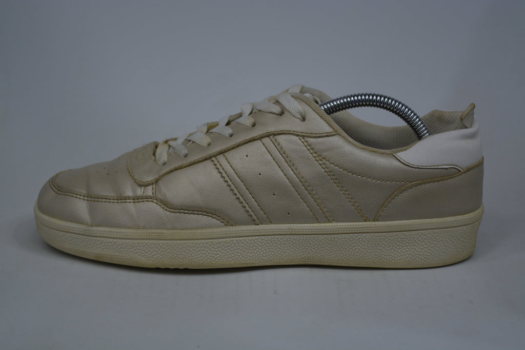 Leather Trainers Shoes - Golden Color