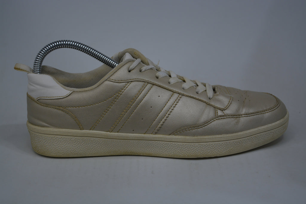 Leather Trainers Shoes - Golden Color