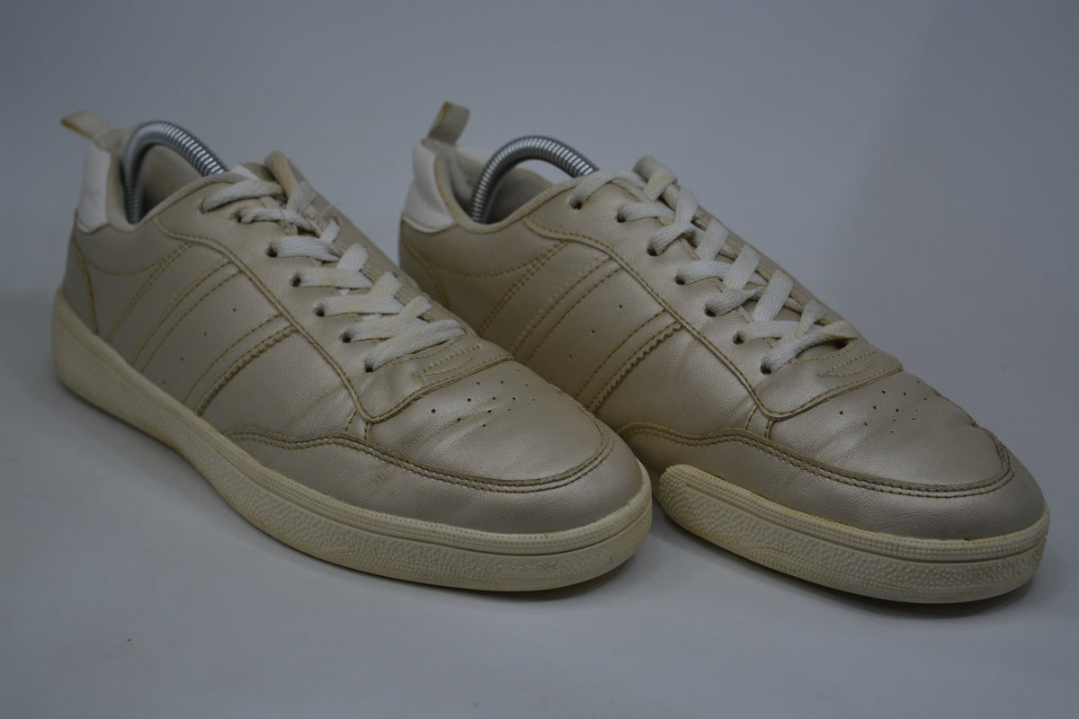Leather Trainers Shoes - Golden Color