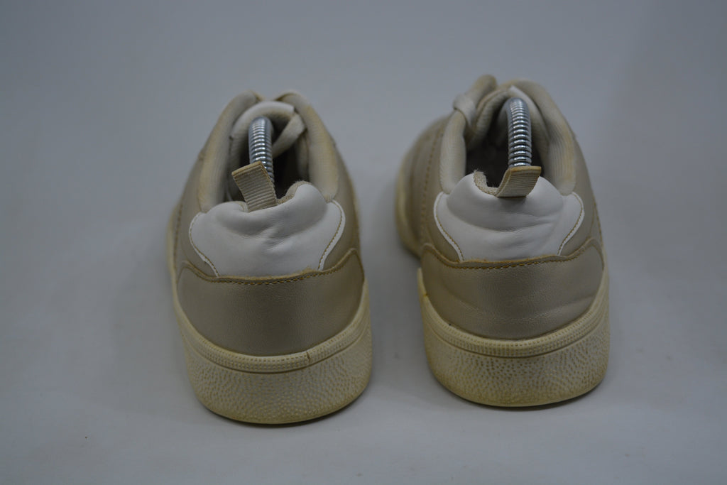 Leather Trainers Shoes - Golden Color
